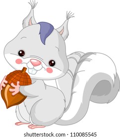 Fun zoo. Illustration of cute White squirrel