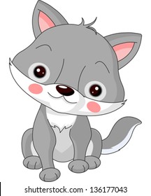 Fun zoo. Illustration of cute Wolf