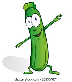 Fun Zucchini Cartoon Isolated On White Stock Vector (Royalty Free ...