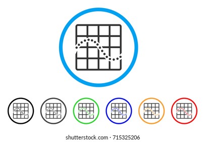 Function Chart icon. Vector illustration style is a flat iconic function chart gray rounded symbol inside light blue circle with black, gray, green, blue, red, orange color versions.
