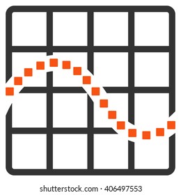 Function Chart vector toolbar icon. Style is bicolor flat icon symbol, orange and gray colors, white background, square dots.