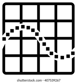 Function Chart vector toolbar icon. Style is flat icon symbol, black color, white background, square dots.