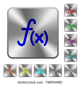 Function engraved icons on rounded square glossy steel buttons