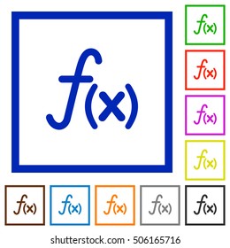 Function flat color icons in square frames