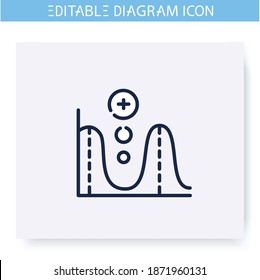 Function graph line icon. Mathematics scheme. Science, analytics, business visualisation. Infographic, presentation or planning scheme. Simple design. Isolated vector illustration. Editable stroke 