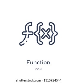 function icon from shapes outline collection. Thin line function icon isolated on white background.
