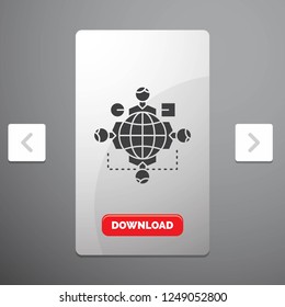 Function, instruction, logic, operation, meeting Glyph Icon in Carousal Pagination Slider Design & Red Download Button