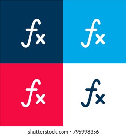 Function mathematical symbol four color material and minimal icon logo set in red and blue