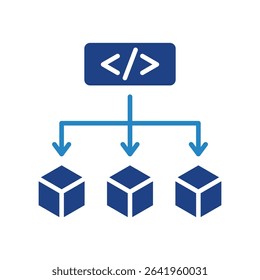 Function mini illustration dual tone blue color icon, use for machine learning, education, technology industry, UI, UX kit, app and web development, digital or print.