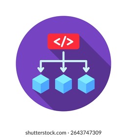 Function mini illustration rounded flat color icon, use for machine learning, education, technology industry, UI, UX kit, app and web development, digital or print.