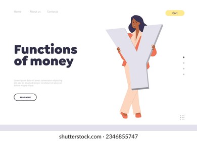 Function of money informational education online service landing page design website template