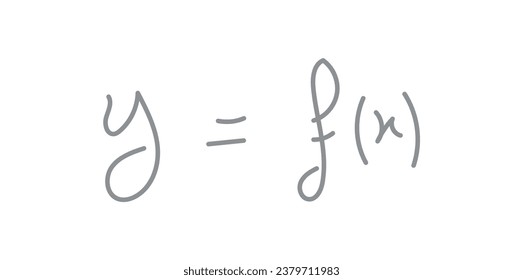 Function notation in mathematics. Function name, input and output value. Mathematics resources for teachers and students. Scientific doodle handwriting concept.