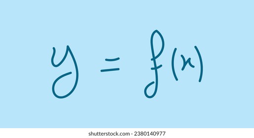 Function notation in mathematics. Function name, input and output value. Mathematics resources for teachers and students. Scientific doodle handwriting concept.