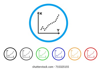 Function Plot icon. Vector illustration style is a flat iconic function plot gray rounded symbol inside light blue circle with black, gray, green, blue, red, orange color additional versions.