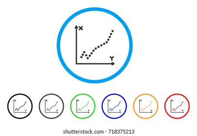 Function Plot rounded icon. Style is a flat function plot grey symbol inside light blue circle with black, gray, green, blue, red, orange variants. Vector designed for web and software interfaces.