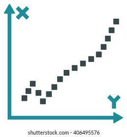 Function Plot vector toolbar icon. Style is bicolor flat icon symbol, soft blue colors, white background, square dots.