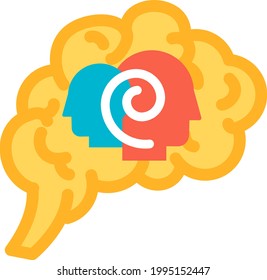 Function psychology of human brain icon vector. Individual psychological disorder and health problem mind functional. Anatomy intellectual organ. Psychiatry diagnosis and therapy Contour illustration