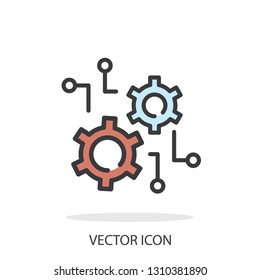 function settings icon, linear sign isolated on white background - editable stroke vector illustration eps10