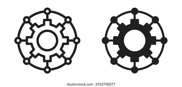 Conjunto de íconos de Vector de función con estilo relleno y delineado en negro.