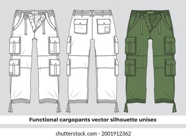 Functional cargopants vector silhouette unisex