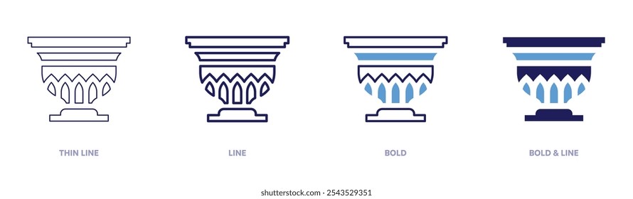 Functional ceramics icon in 4 different styles. Thin Line, Line, Bold, and Bold Line. Duotone style. Editable stroke.