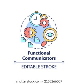 Functional communicators concept icon. Communication style abstract idea thin line illustration. Strategies and plans. Isolated outline drawing. Editable stroke. Arial, Myriad Pro-Bold fonts used