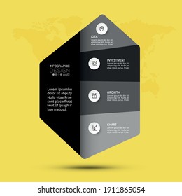 Functional hexagon segmentation for reporting results and presenting ideas. vector infographic.