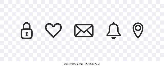Functional linear web icons. Notification and geolocation icons. Vector scalable graphics
