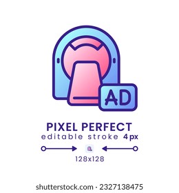 Functional magnetic resonance imaging gradient fill desktop icon. Brain scanning. MRI scanner. Pixel perfect 128x128, outline 4px. Modern colorful linear symbol. Vector isolated editable RGB element
