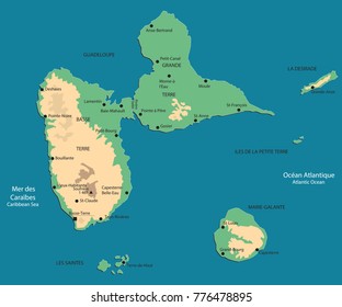 Functional map of Guadeloupe. Vector illustration.