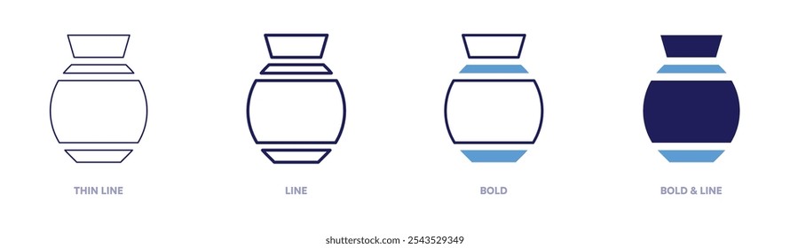 Functional pottery icon in 4 different styles. Thin Line, Line, Bold, and Bold Line. Duotone style. Editable stroke.