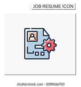 Functional resume color icon. Optimized, skills and strengths focused resume. Personal recruitment information. Job search, employment, career concept. Isolated vector illustration
