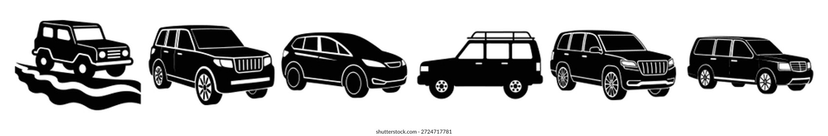 Siluetas de SUV funcionales para aventuras al aire libre