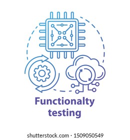 Functionality testing concept icon. Black-box testing idea thin line illustration. Setting up system for working with network services. Vector isolated outline drawing