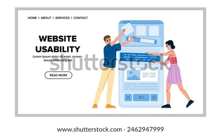 functionality website usability vector. user layout, mobile optimization, performance efficiency functionality website usability web flat cartoon illustration