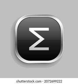 functions icon design. Glossy Button style rounded rectangle isolated on gray background. Vector illustration
