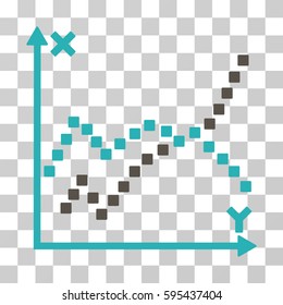 Functions Plot icon. Vector illustration style is flat iconic bicolor symbol, grey and cyan colors, transparent background. Designed for web and software interfaces.