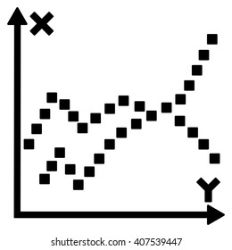 Functions Plot vector toolbar icon. Style is flat icon symbol, black color, white background, square dots.