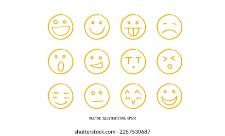 Functions that show emotions set,hand drawn elements , flat Modern design isolated on white background ,Vector illustration EPS 10