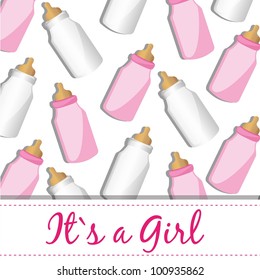 fund baby bottles pink and white, vector illustration