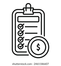 Fund clipboard icon outline vector. Support money tax. Planning help