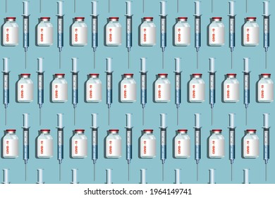 Fund for a COVID-19 vaccination campaign, Pattern with a syringe and a vial containing the vaccine to protect humanity from the epidemic.