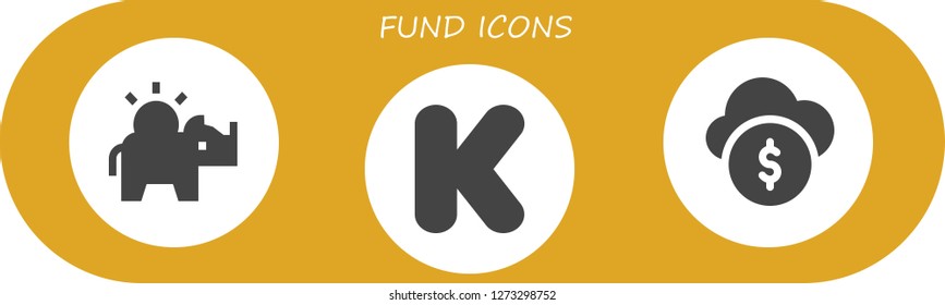  fund icon set. 3 filled fund icons. Simple modern icons about  - Money box, Kickstarter, Funds