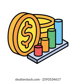 Fund isometric outline 3d mini illustration icon, use for modern concept, UI or UX kit, web and app development. related to business, finance, economy.