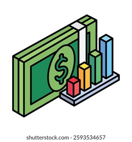 Fund isometric outline 3d mini illustration icon, use for modern concept, UI or UX kit, web and app development. related to business, finance, economy.