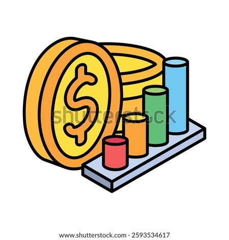 Fund isometric outline 3d mini illustration icon, use for modern concept, UI or UX kit, web and app development. related to business, finance, economy.
