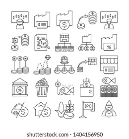 fund management and finance icons set line design