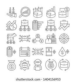 fund management and finance icons set line design