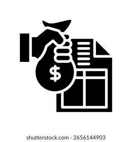 Ilustración vectorial de glifos de iconos de gestión de fondos