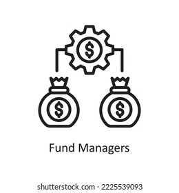 Ilustración de diseño de iconos de esquema de vectores de gestores de fondos. Símbolo de negocio y finanzas sobre el fondo blanco Archivo EPS 10